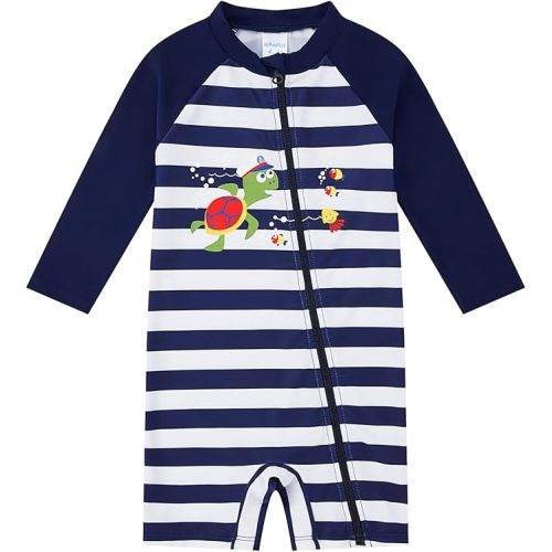 Baby Boy Swimsuit Rash Guard Shirts Toddler Boy Swimwear Full Zipper UPF 50+ Sun Protection Infant One Piece Bathing Suit