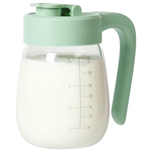 32oz Breast Milk Storage, Glass Formula Mixing Storage with Lid - Heat & Cold Resistant, Leak-Proof Container for Preparing Baby Bottles, Large Mouth for Easy Cleaning & Storage (170mm)