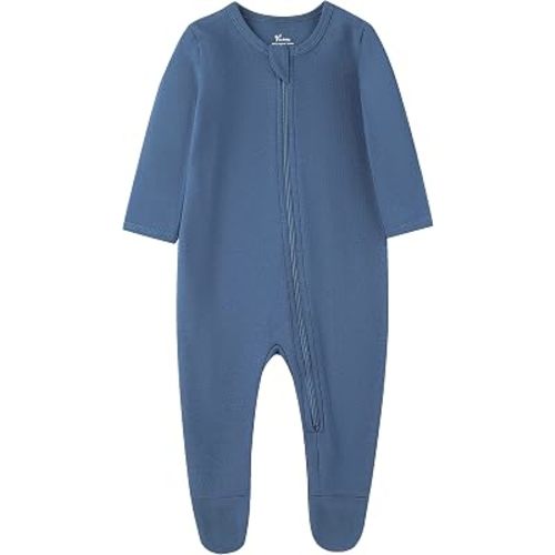 O2 BABY Baby Boys Girls Organic Cotton Zip-Front Sleeper Pajamas, Footed Sleep 'n Play