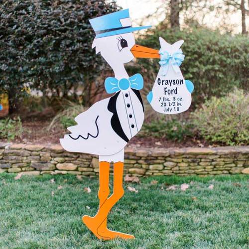 Boy Baby Stork Sign for Yard