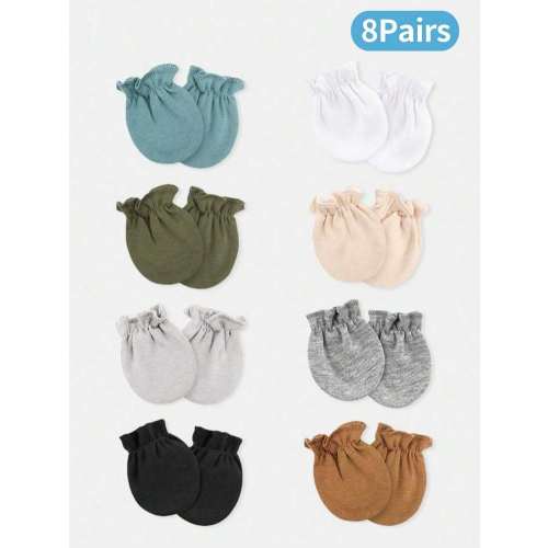 8pcs/Pack Baby Anti-Scratch Mittens (0-12 Months) - Soft Stretchy Scratch Mittens, Suitable For Newborns And Infants For Daily Wear And Sleep, Neutral Colors | SHEIN USA