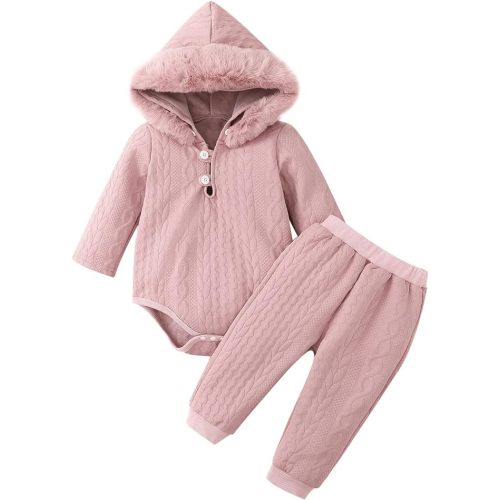 Baby Clothing Sets Girls Hooded Long Sleeve Romper and Pants Outfit Infant Clothing layettes