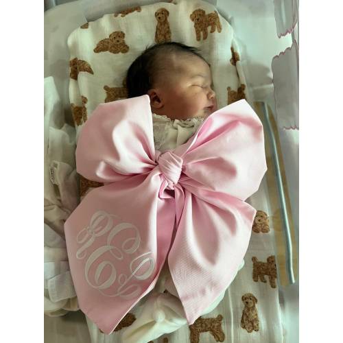 Newborn Monogram Baby Sash / Personalized Bow Swaddle / Custom Newborn Bow / Bow Swaddle/ Crib Bow /Baby Shower Gift