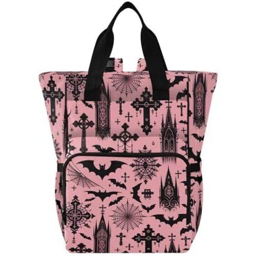 MNSRUU Diaper Bag Black Gothic Moon Spider Webs and Bats Large Capacity Changing Backpack Multifunction Travel Tote Nappy Bag Baby Diaper Backpack for Mom Dad