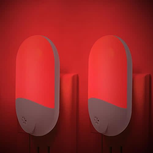 670nm Red Light Night Light for Sleep Therapy[2 Pack] - Zero Blue Light, Auto On/Off LED Red Night Light Plug into Wall for Nursery Bedroom Bathroom with Dusk to Dawn Sensor