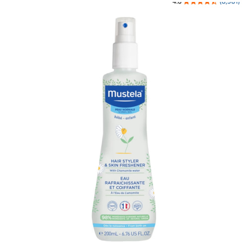 Mustela Baby Hair Styler & Skin Freshener - with Natural Avocado & Chamomile Water - Vegan & Hypoallergenic - 6.76 fl. oz.