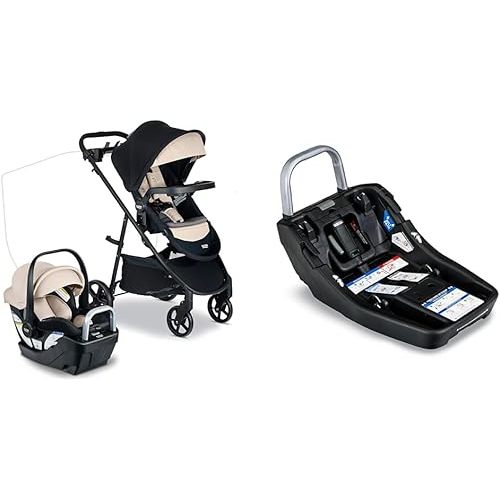Britax Willow Brook S+ Baby Travel System, Infant Car Seat and Stroller Combo with Alpine Base, ClickTight Technology, SafeWash Insert and Cover, Sand Onyx & Alpine™ Infant Car Seat Base