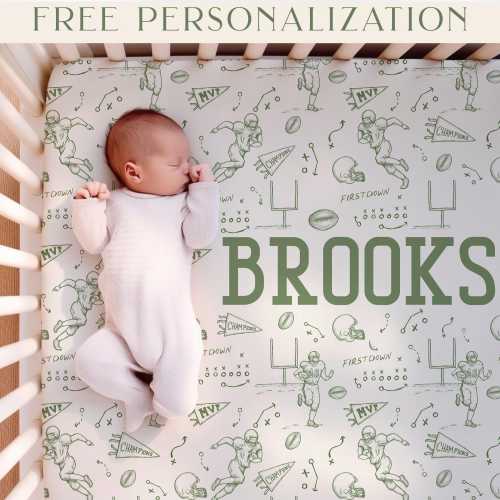 Football Crib Sheet Name Personalized Baby Boy Bedding Vintage Sport Theme Nursery Crib Bedding Football Theme Nursery Custom Crib Sheet Boy