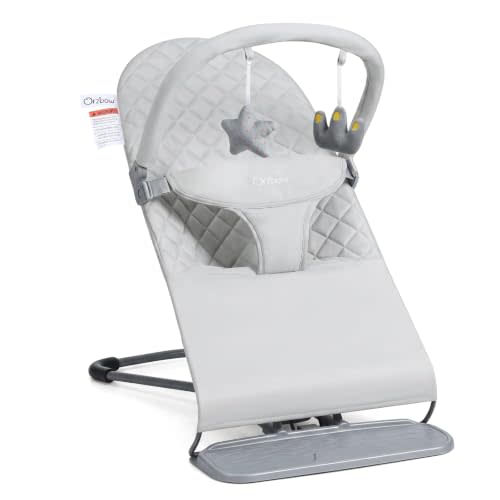 Orzbow Baby Bouncer, Portable Infant Seat for 0-12 Months, Up to 20 lbs | Adjustable Baby Bouncer Seat and Toddler Chair with Removable Play Bar, 3 Ergonomic Recline Positions, Lightweight & Foldable