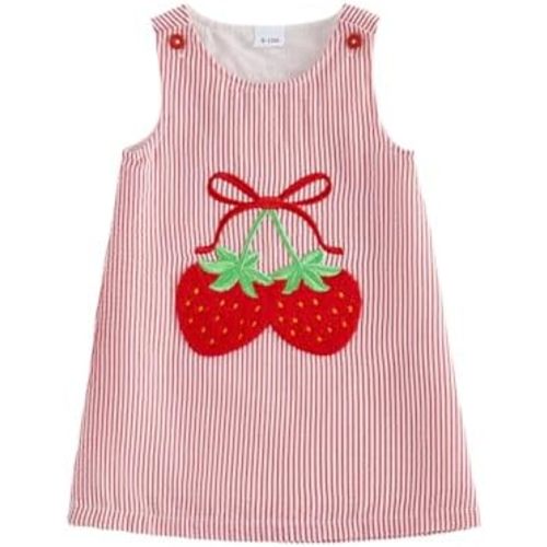 Toddler Girl Strawberry Dress Infant Baby Summer Outfit Sleeveless Tank Dresses Seersucker Stripe Watermelon Sundress