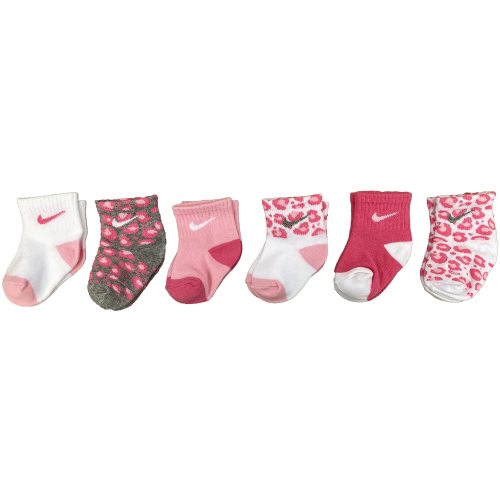 Nike Little Girls Lightweight Ankle Socks 6 Pack (Pink(NN0662-AA7)/White, 6-12 Months)