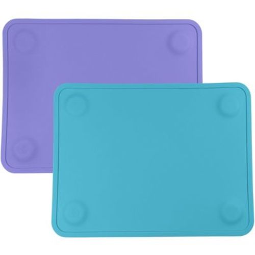 WeeSprout Silicone Suction Placemats for Babies, Toddlers & Kids, Durable Food Grade Silicone with Non-Slip Suction, Raised Edges Contain Mess, 2 Pack