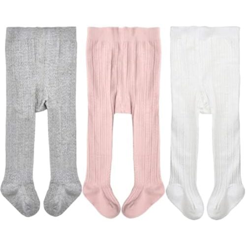 EPEIUS Baby Girls Tights Cable Knit Leggings Stockings Cotton Pantyhose for Newborn Infants Toddlers 3/6 Pack