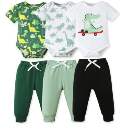 NZRVAWS Newborn Baby Boy Clothes Infant Boy Outfits Romper Pants Set 6 Pcs 0 3 6 9 12 Months