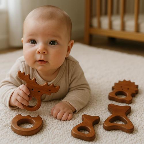 Deskvue 100% Neem Wood Baby Teether | Chemical-Free toys with Beeswax & Coconut Oil Finish | Handmade with Love | Plastic free | Antifungal