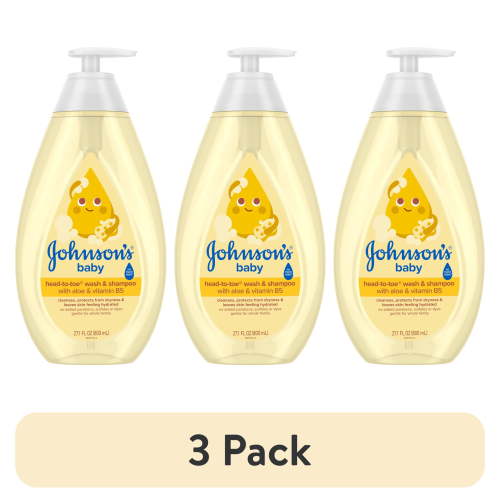 (3 pack) Johnson's Tear-Free Head-To-Toe Baby Body Wash & Shampoo, with Plant-Based Glycerin, 27.1 FL OZ