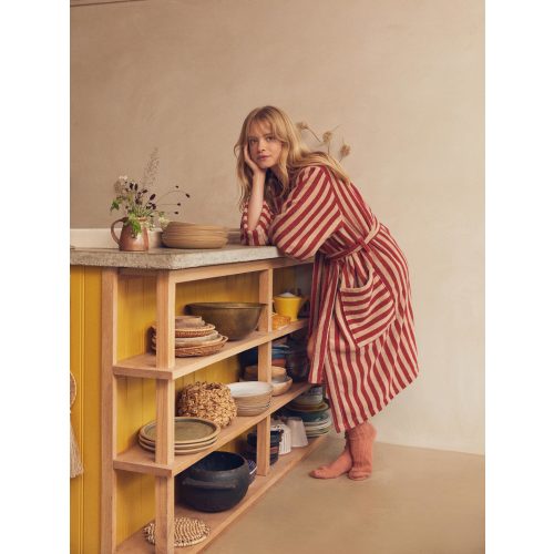 Sandstone Red Pembroke Stripe Cotton Robe