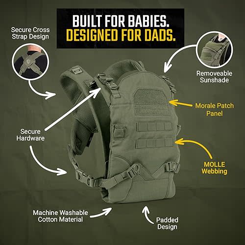 Tactical Baby Gear Tactical Baby Carrier for Dads – Ergonomic, Hip Healthy & Comfortable for Infants and Toddlers (8–33 lbs) (Ranger Green)