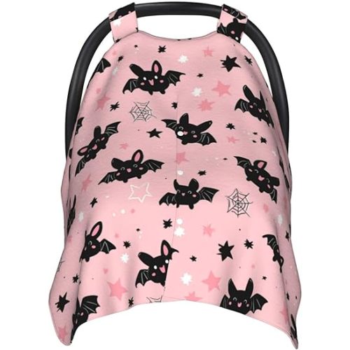 KiuLoam Halloween Cute Cartoon Bat Baby Car Seat Canopy, Nursing Cover for Mom Breastfeeding Scarf, Infant Car Seat Cover/Multiuse Baby Stroller Covers for Babies Boys Girls