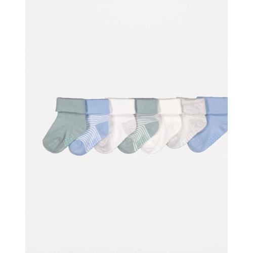 7 Pack Turn Over Top Socks - Grnstripe - 00-1