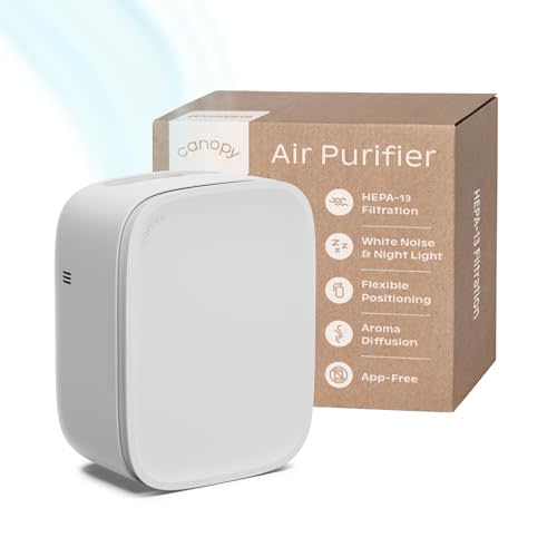 Canopy Bedside Air Purifier | Up To 99.97%* HEPA-13 Filtration | Remove Dust, Pollen & Pet Dander | Night Light & White Noise | Air Quality Sensor | Quiet Fan for Sleep | Filter & Adapter Included