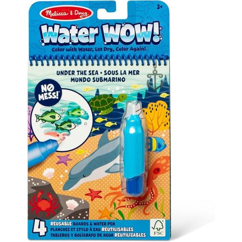 Melissa & Doug On The Go Water Wow! Mess Free Coloring Book, Reusable Water-Reveal Activity Pad, Under The Sea, Travel Toys, Party Favors, for Toddlers & Kids Ages 3+ - FSC Certified