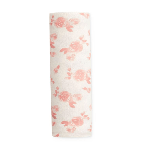 Girls' Rose Print Snuggle Knit Swaddle Blanket - Baby