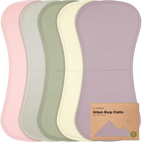Organic Burp Cloths Baby Boy & Girl - 5-Pack Super Absorbent Cotton Burping Cloths for Babies, Soft & Plush Newborn Spit Up Rags, Infant Towels for Milk Spit Up, Unisex, Large 21" x 10" (Embrace)