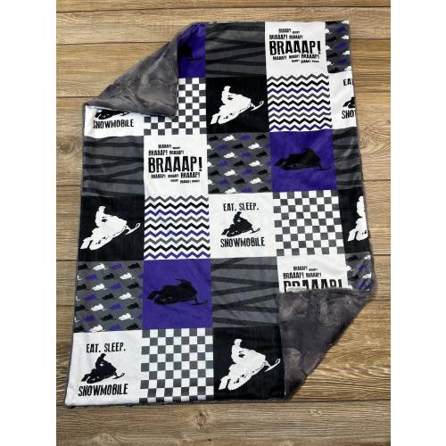 Pick Your Size Snowmobile Minky Blanket, Faux Furr Blanket, Snowmobile Nursery, Snowmobile Throw Blanket, Snowmobile Kids Blanket, Snow Gift