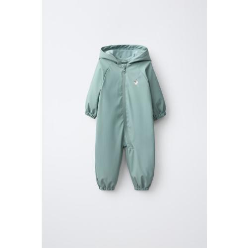 WATER-RESISTANT RUBBERIZED DUCK JUMPSUIT - Blue / Gray | ZARA United States