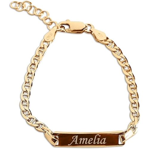 Cherished Moments Personalized Gift 14K Gold-Plated over .925 Sterling Silver Children's ID Name Bracelet for Babies, Toddlers, Kids, and Girls Custom Jewelry with Engraved Name