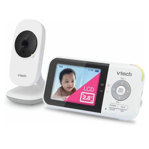 VTech VM819 Baby Monitor with Camera and Audio, 2.8” Screen Portable Baby Camera, Night Vision, 2-Way Audio, Temperature Sensor and Lullabies, Secure Transmission No WiFi, Ideal for Baby/Elderly/Pet