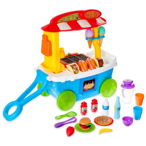 Kid Connection Food Cart, 35 Pieces, Toddler Pretend Play Food, Lights, Sound, Wheels