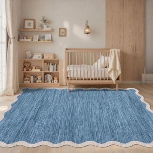 Modern Washable Rug Scalloped Rug with Non Slip Backing
