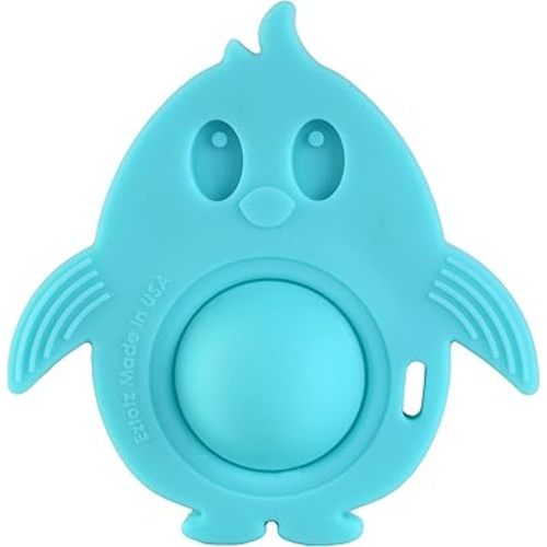 Popz Baby Teether Toy - Made in The USA - Pop It Sensory Toys for 0-6 Months + - 100% Silicone Dimple Popper for Newborns and Infants - BPA Free