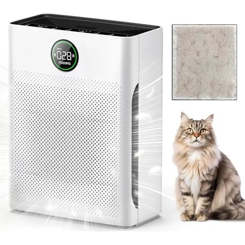 Air Purifiers for Home Large Room up to 2200sq.ft, MOOKA Air purifier for Home Pets with Washable Filter, PM 2.5 Display Air Quality Sensor Air Cleaner for Bedroom, Dorm room, Pets, Office PR1 (White)