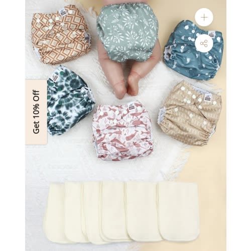 POCKET DIAPER 3.0 WITH INSERTS - 6 PACK(Calm Spring)