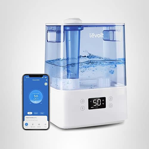 LEVOIT Classic300S Ultrasonic Smart Top Fill Humidifier, Extra Large 6L Tank for Whole Family, APP & Voice Control, Essential Oil Diffuser, Humidity Setting with Sensor, Quiet Sleep Mode, Night Light