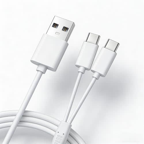 Charging Cable Compatible with Eufy Security E20 E10 Heated Breast Pump | Pump Replacement Type-C USB Charger,2 in 1 Cord,4.9FT Power Adapter - White