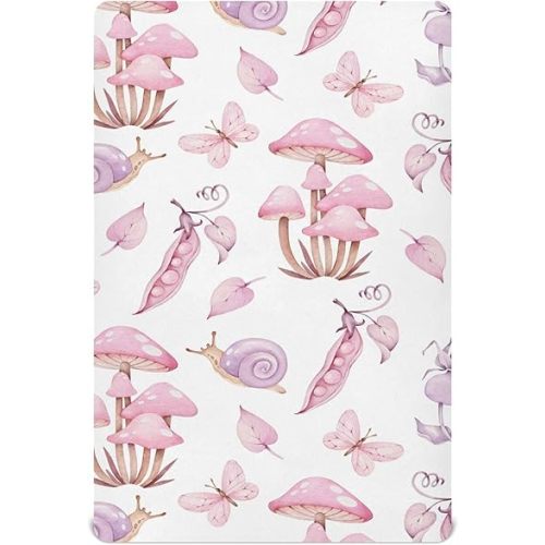 Mushrooms Fairy Forest Crib Sheets Soft Breathable Fitted Baby Crib Sheets Mattress Cover for Girl Boys, 52" x 28" x 9"