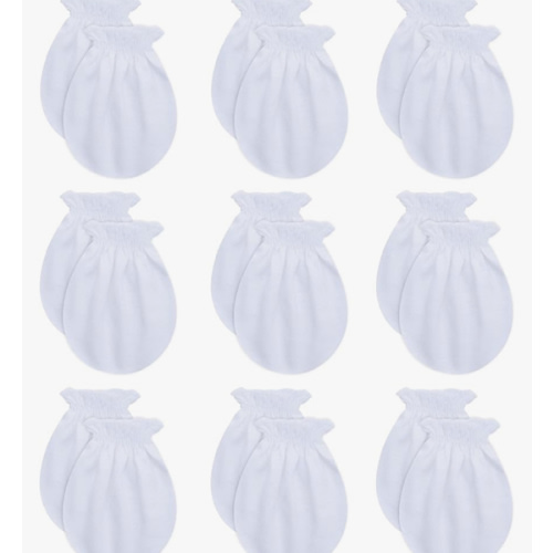 Baby Mittens No Scratch Organic Cotton for Newborn 0-6 Months- white only