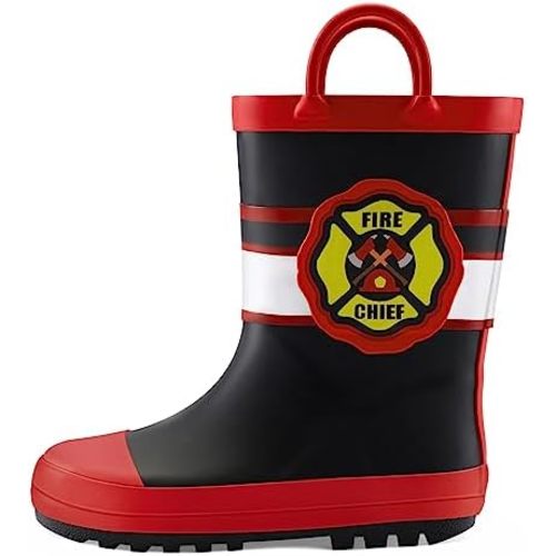 mysoft Kid Rain Boots Toddler Rubber Waterproof Boot Boy Girl with Handle