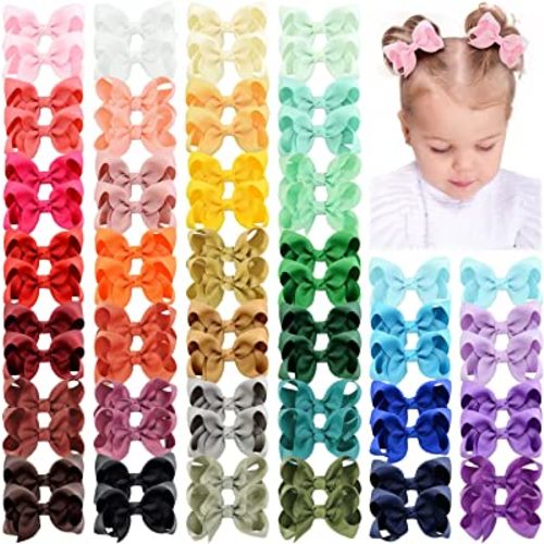70 Pieces Hair Bows for Girls 3 Inch Grosgrain Ribbon Toddler Hair Accessories with Alligator Clips for Toddlers Baby Girls Kids Teens