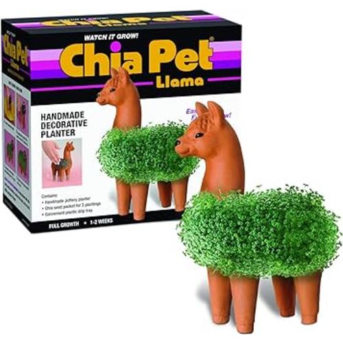 Chia Pet Llama with Seed Pack, Decorative Pottery Planter, Easy to Do and Fun to Grow, Novelty Gift, Perfect for Any Occasion