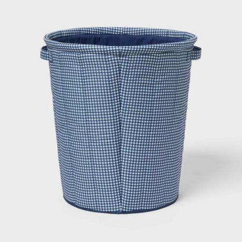 Gingham Floor Kids' Storage Bin Navy Blue - Pillowfort™