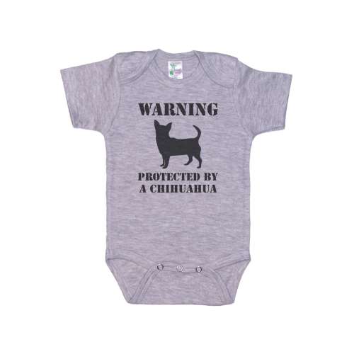 Chihuahua Baby Onesie®, Warning Protected By A Chihuahua, Chihuahua Bodysuit, Cute Baby Apparel, Chihuahua Baby Romper, Trendy Baby Jumpsuit