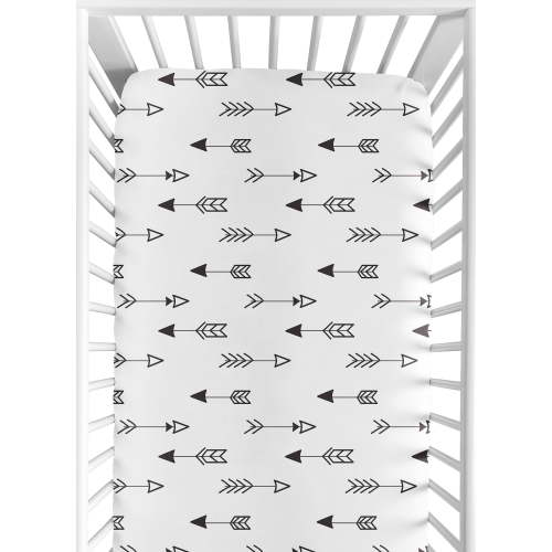 Sweet Jojo Designs Fox Arrows Black and White Fitted Crib Sheet