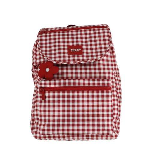Levi Strauss Signature 17" Women's Adult Gingham Top Loader Backpack, Chili Pepper