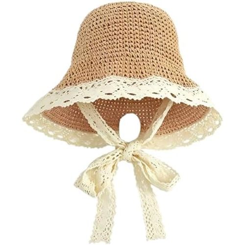 Baby Girl Straw Hat Outdoor Baby Sun Protection Hats Summer Bowknot Beach Cap for Infant Toddler Girls
