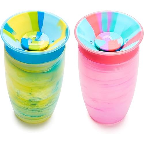 Munchkin Miracle 360 Toddler Sippy Cup, Spill Proof, 10 Ounce, Tropical Swirl, Blue/Pink